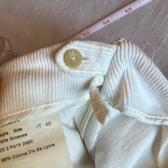 Piazza Sempione Audrey white Corduroy Pants Sz 48. 10 US - Picture 3 of 8
